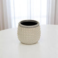 Beige And Gray Ceramic 12 Ounce Dotted Round Distressed Pot Planter
