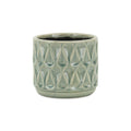 Green Ceramic 10 Ounce Geometric Round Distressed Pot Planter
