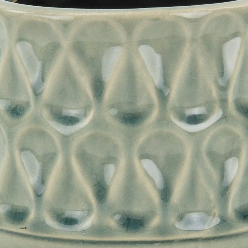 Green Ceramic 22 Ounce Geometric Round Distressed Pot Planter