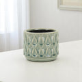 Green Ceramic 22 Ounce Geometric Round Distressed Pot Planter