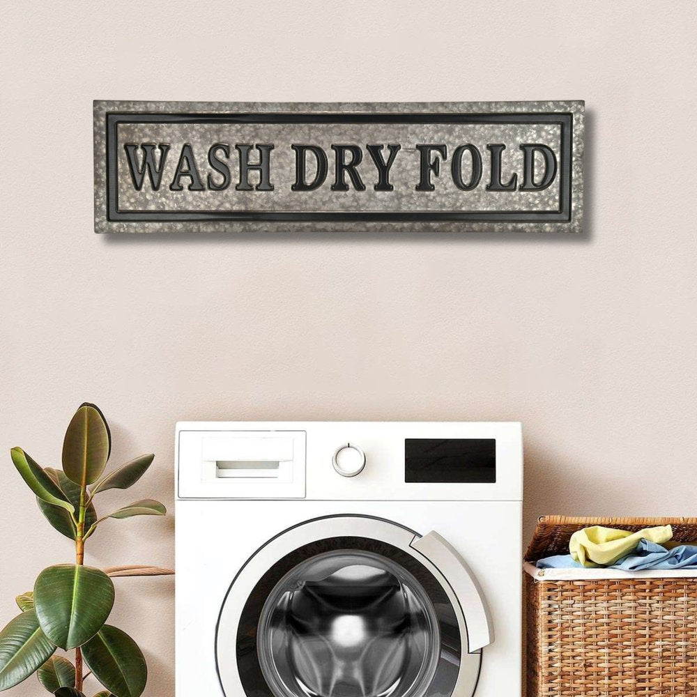 10" X 36" Gray Wash Dry Fold Metal Wall Decor