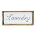 11" X 24" Brown and White Laundry Wood and Metal Wall Decor