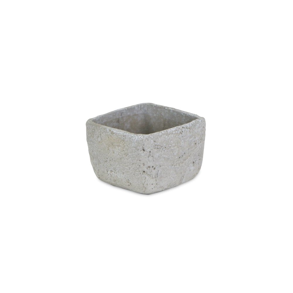 Gray Cement 6 Ounce Crackle Square Distressed Pot Planter
