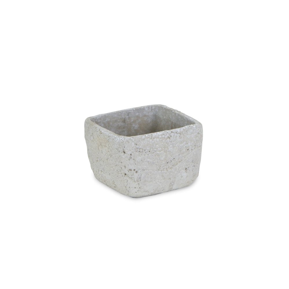 Gray Cement 6 Ounce Crackle Square Distressed Pot Planter