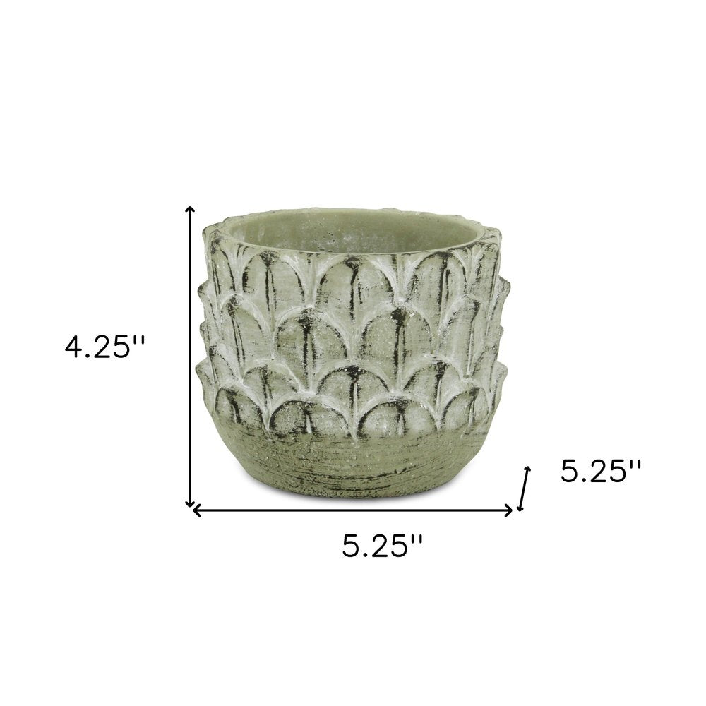 Black And Gray Cement 49 Ounce Leaf Round Distressed Pot Planter