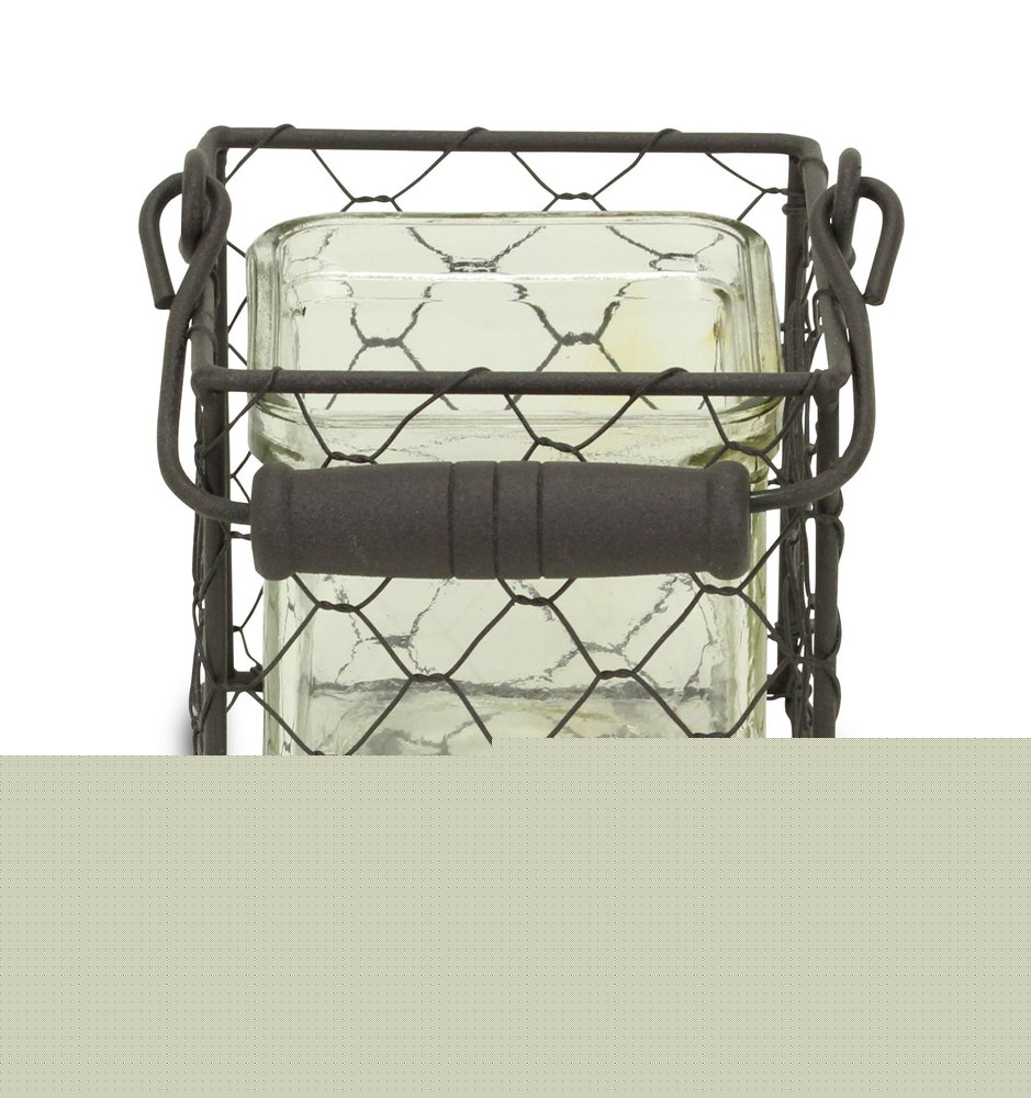 4" Clear and Brown Glass Tabletop Lantern Candle Holder