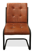 Tufted Cinnamon and Black Upholstered Leather Dining Side Chair