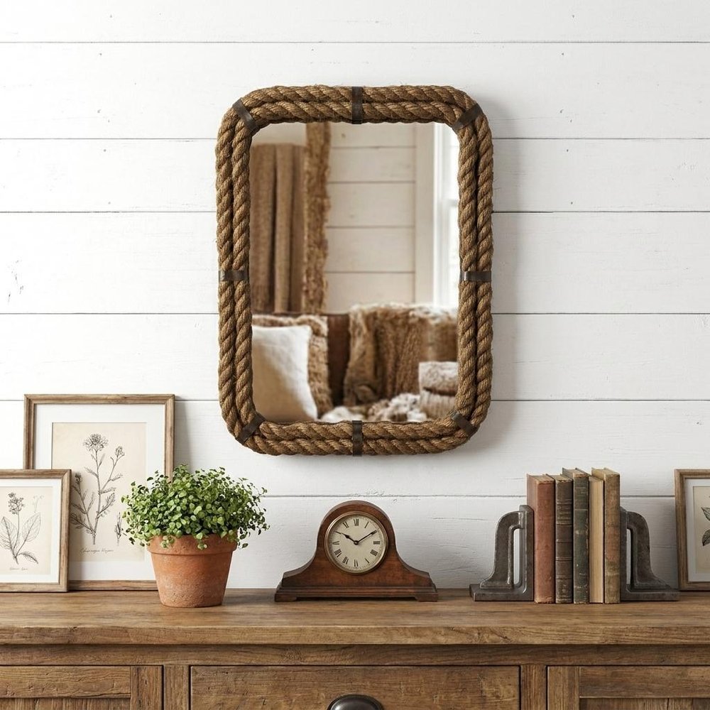 25" Brown Framed Accent Mirror