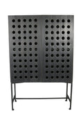 48" Dark Gray Solid Wood and Metal Holey Two Door Accent Chest
