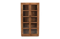 80" Brown Solid Wood Display Stand With Two Doors
