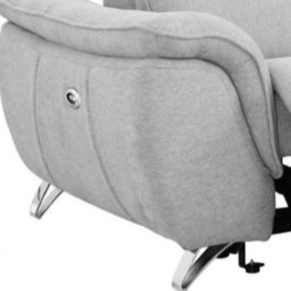 87" Gray And Silver Power Reclining Loveseat