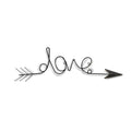 8" X 25" Dark Gray Handcrafted Love Arrow Metal Wall Decor