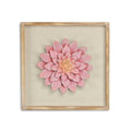 12" X 13" Pink and Off White Flower Wood and Metal Wall Decor