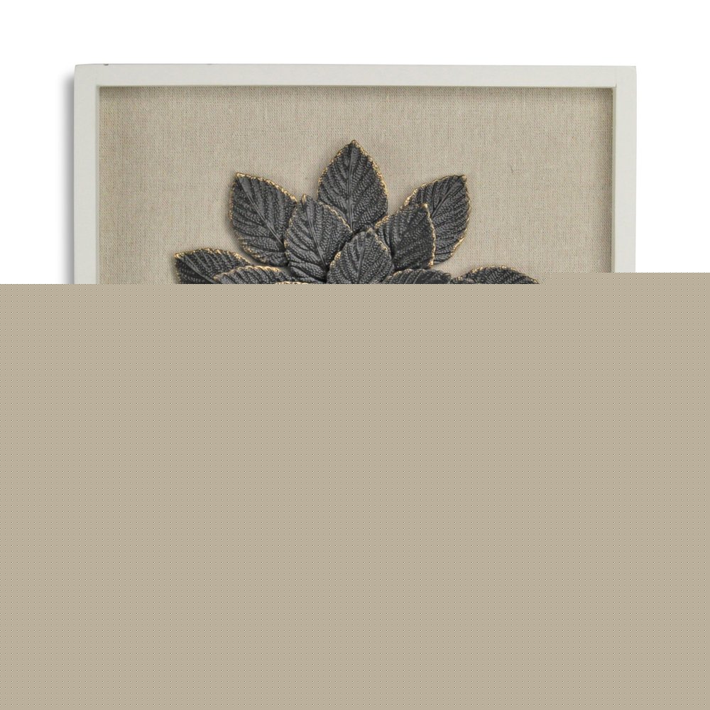 12" X 13" Black And Gold Flower Wood and Metal Wall Decor