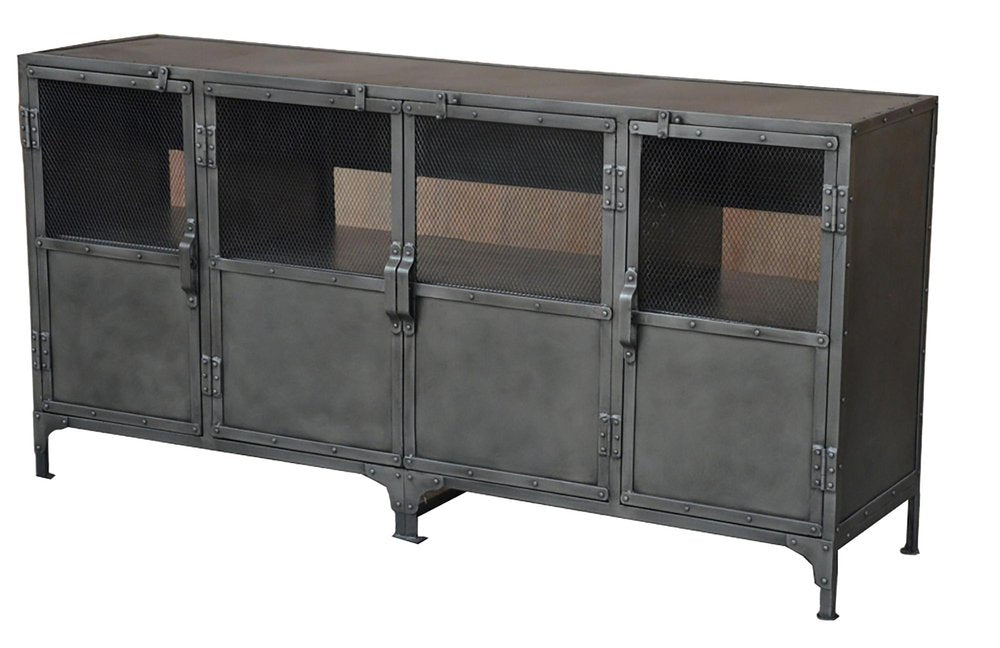 72" Dark Gray Metal Enclosed Storage TV Stand