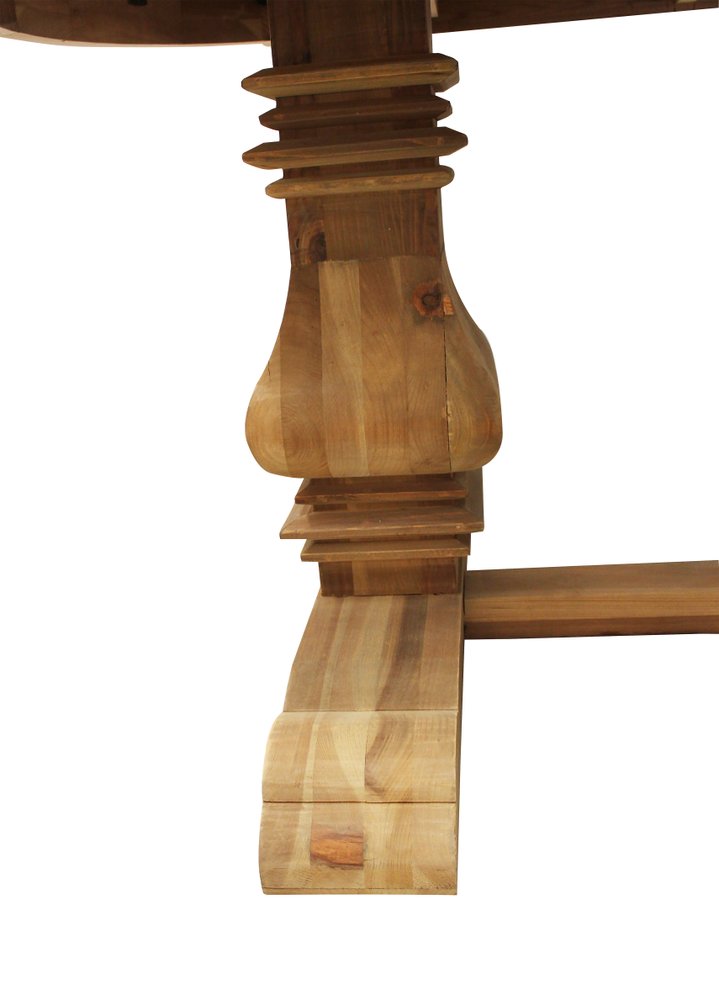 Nine Piece Natural Solid Wood Dining Set with Eight Chairs