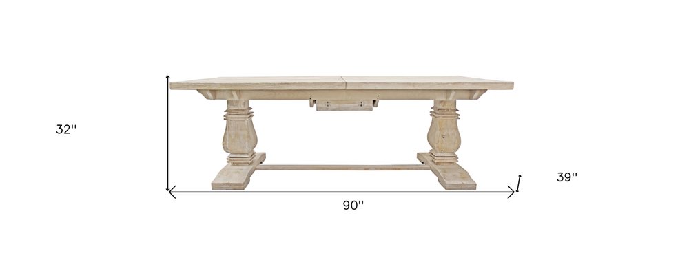 Nine Piece White Solid Wood Dining Set with Eight Chairs