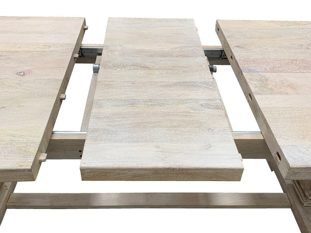 Nine Piece White Solid Wood Dining Set with Eight Chairs