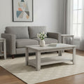 Set Of Three 42" Gray Rectangular Coffee Table With Three Shelves