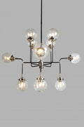 Black And White Sputnik Eight Light Metal Chandelier With Clear Shades