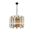 Amber Unique Statement Five Light Metal and Beveled Glass Chandelier With Amber Shades