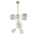 Antiqued Brass Sputnik Four Light Metal Chandelier With Clear Shades
