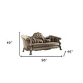 96" Bone Velvet Sofa And Toss Pillows With Gold Legs