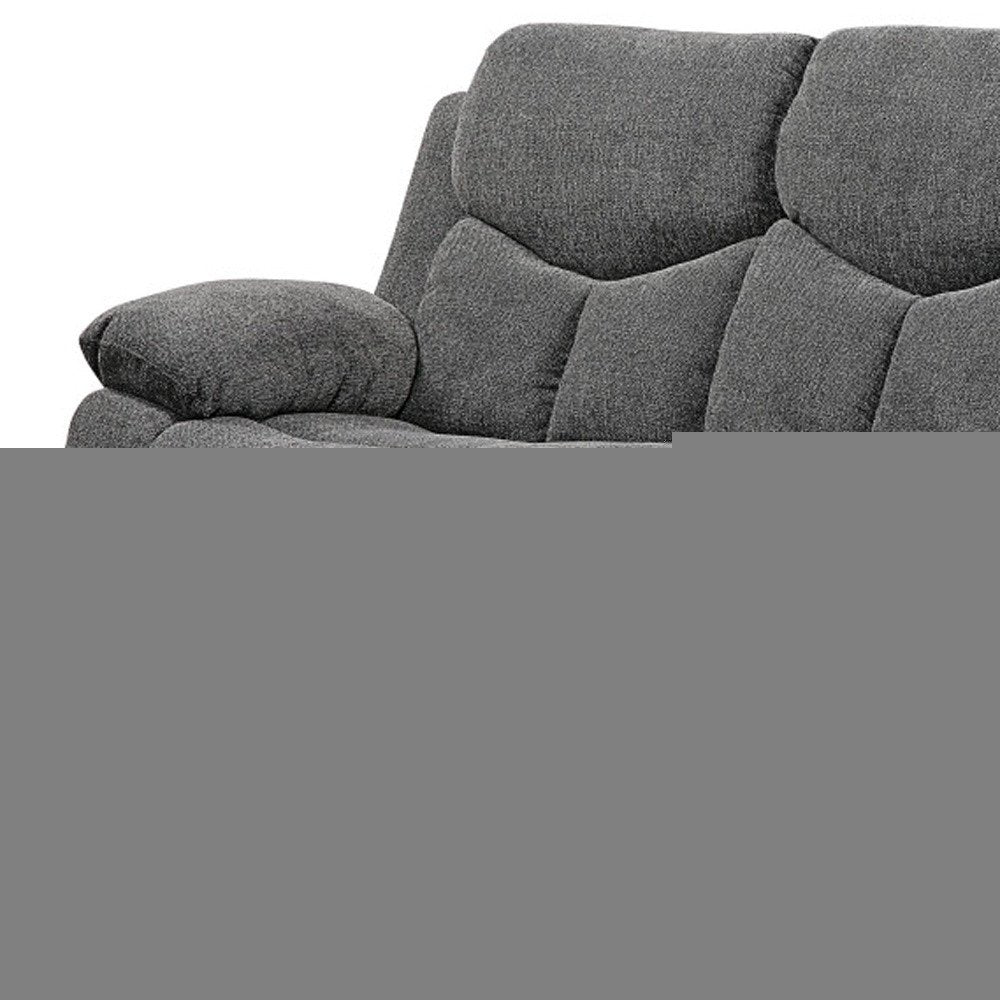 82" Gray Chenille Reclining Sofa With Black Legs