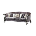 99" Brown Velvet and Solid Wood Curved Sofa With Toss Pillows