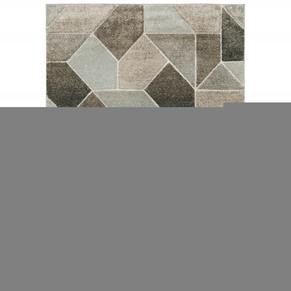 Gray And Ivory Geometric Area Rug