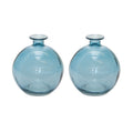 Set of Two Blue Glass Round Table Vase