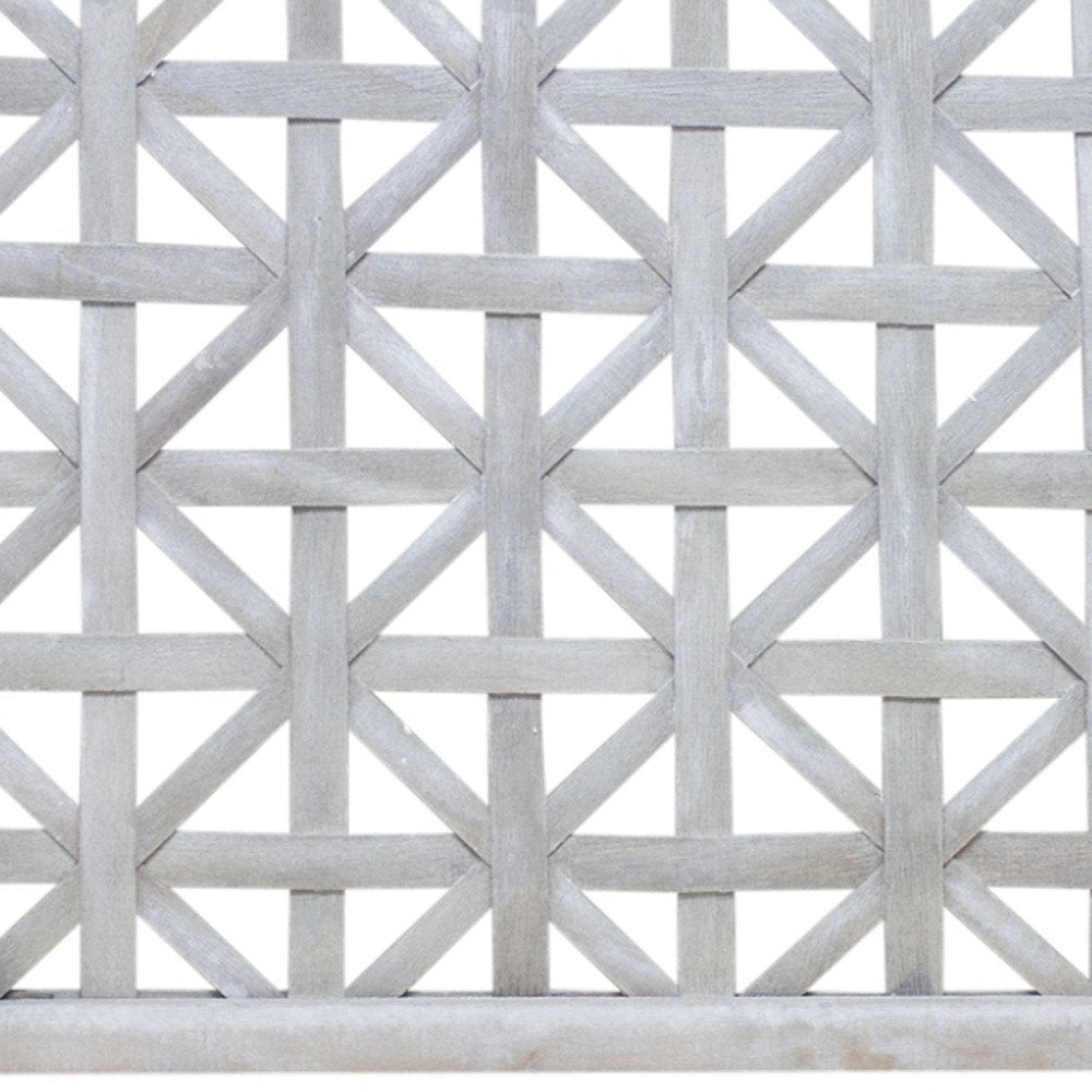 Set of Two Gray Geometric Lattice Wood Hanging Dimensional Sculptures