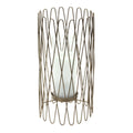 14" Gold Iron and Glass Tabletop Hurricane Candle Holder