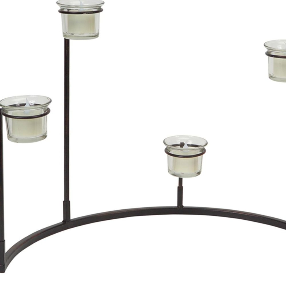 Set of Four Black Metal Centerpiece Votive Candle Holders