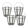 Set of Four Gray Distressed Geometric Iron And Glass Tabletop Votive Candle Holders