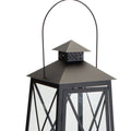 Set of Two Black Distressed Ornate Iron Tabletop Lantern Candle Holders