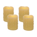 Set of Four Yellow Flameless Pillar Candles