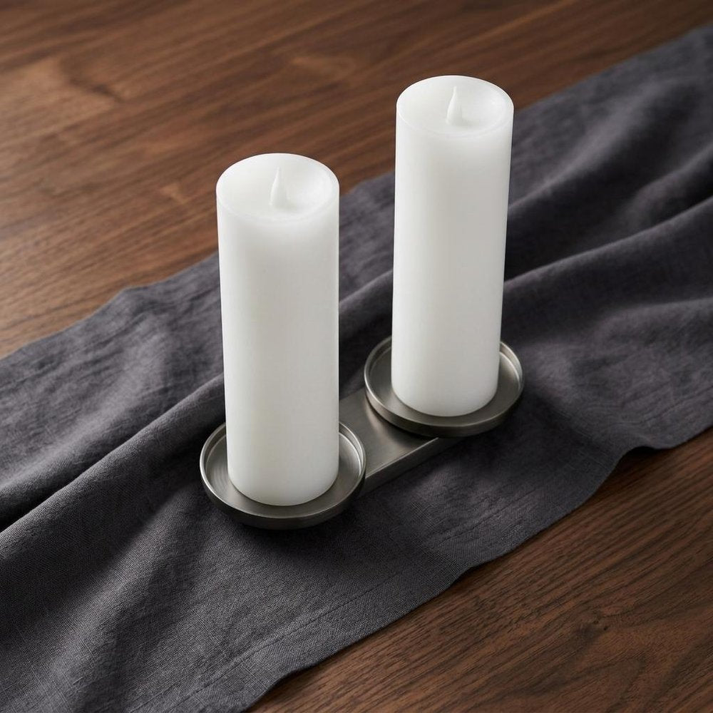 Set of Two White Flameless Pillar Candles