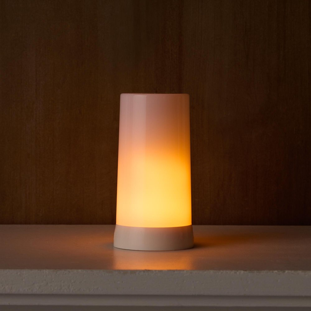Set of Two White Flameless Pillar Candle