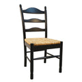 Straw And Black Wood Ladder Back Dining Side Chair