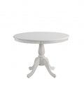 42" White Rounded Solid Manufactured Wood And Solid Wood Pedestal Base Dining Table