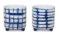 Set of Two Cobalt And White Ceramic 2 Ounce Round Footed Pot Planters