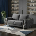 72" Dark Gray And Silver Velvet Loveseat