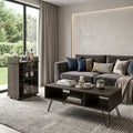 Set of Two Espresso and Black Wood and Metal Furniture Set