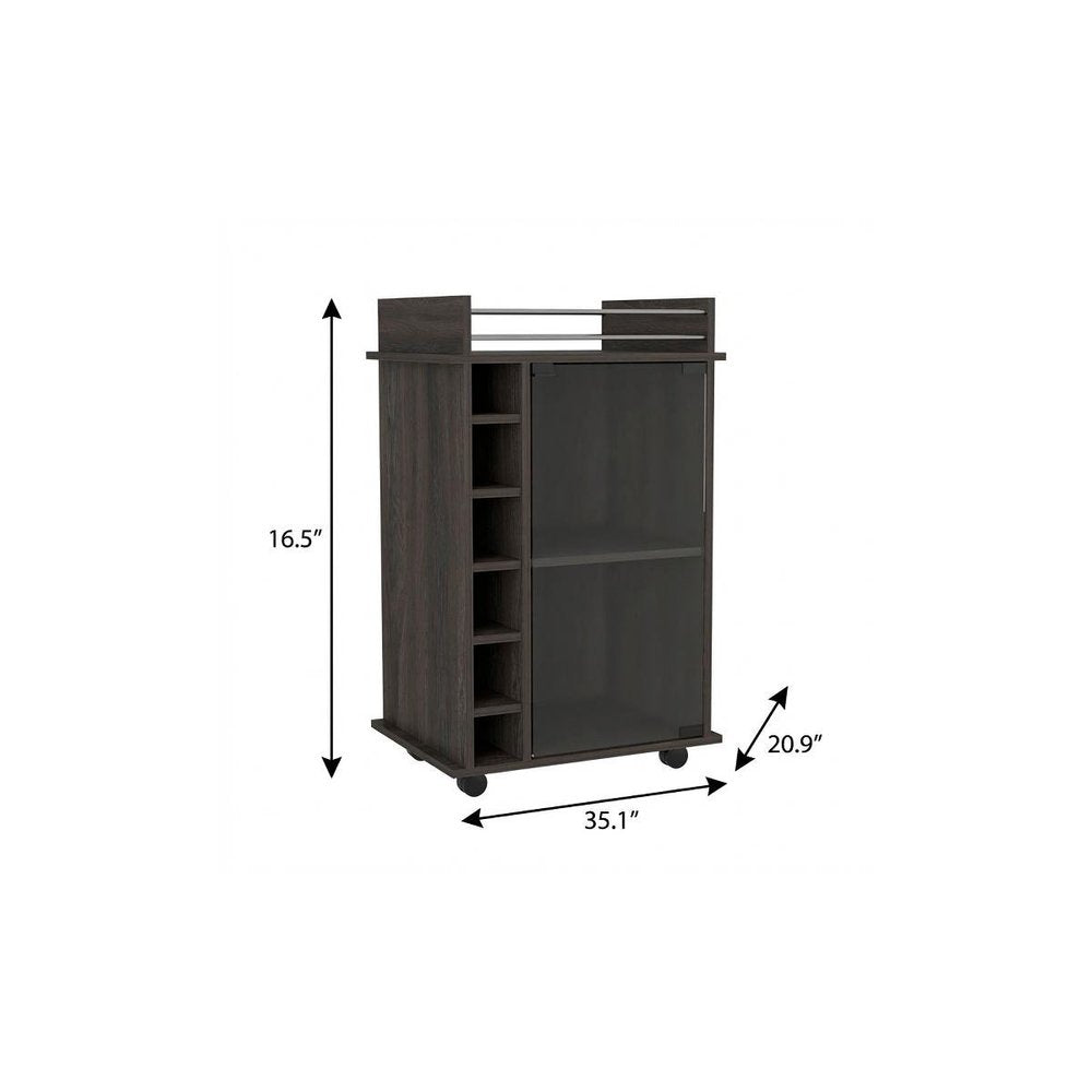 Set of Two Espresso and Black Wood Floor Shelf Furniture Set