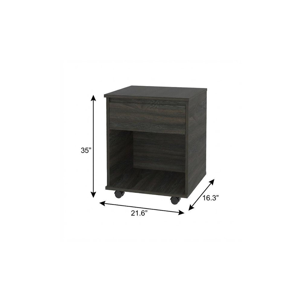 Set of Two Espresso and Black Wood Wheel Furniture Set
