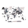 47" X 79" Black Gray and White Wood World Map Hanging Dimensional Sculpture