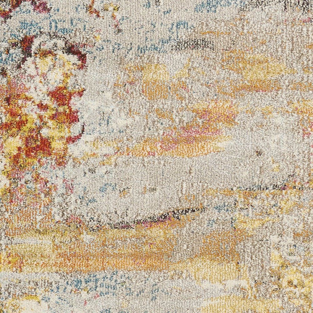 10' Blue And Gray Abstract Runner Rug