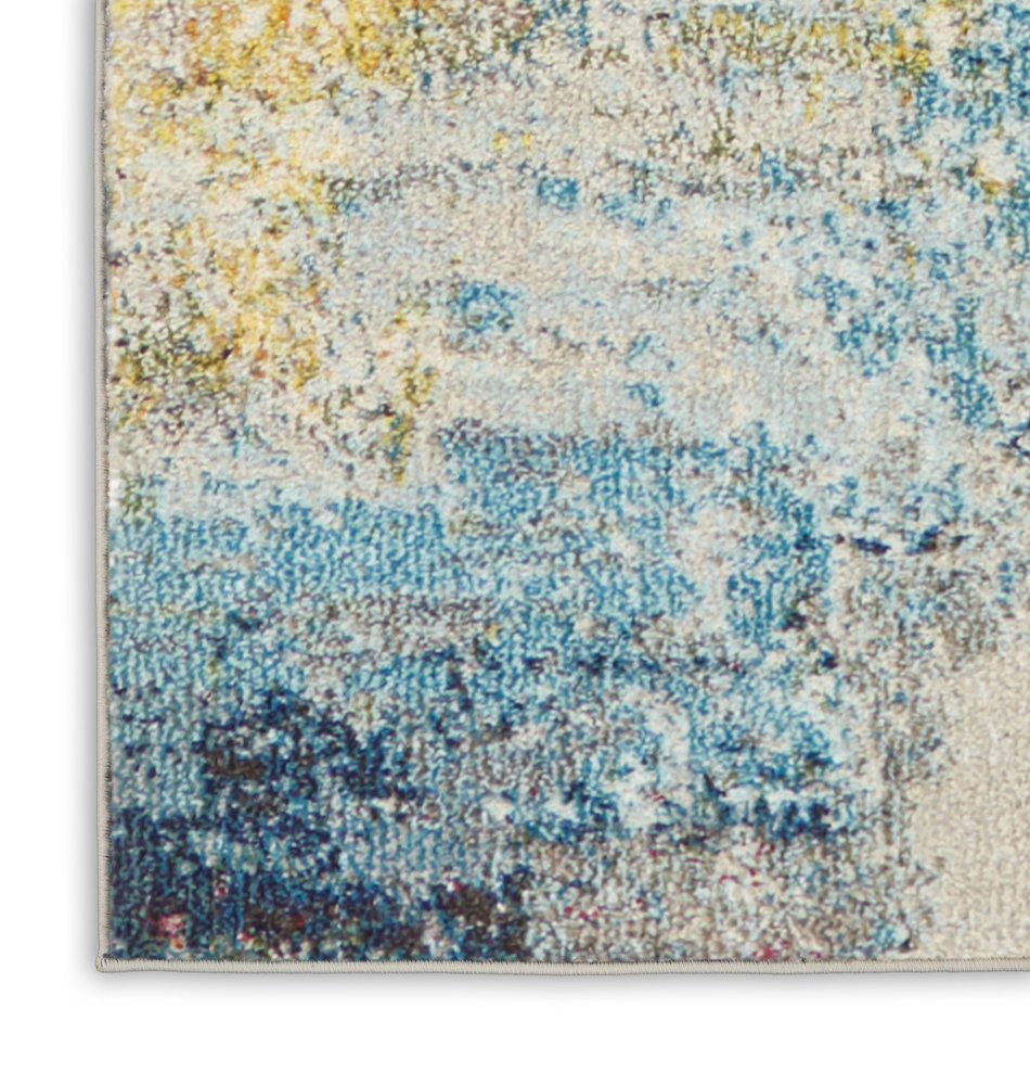 10' Blue And Gray Abstract Runner Rug