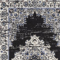 10' Black And Ivory Floral Distressed Runner Rug